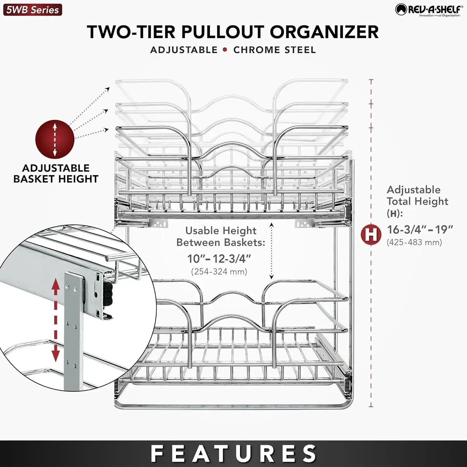 2-Tier Cabinet Pullout Organizer 15 x 22"