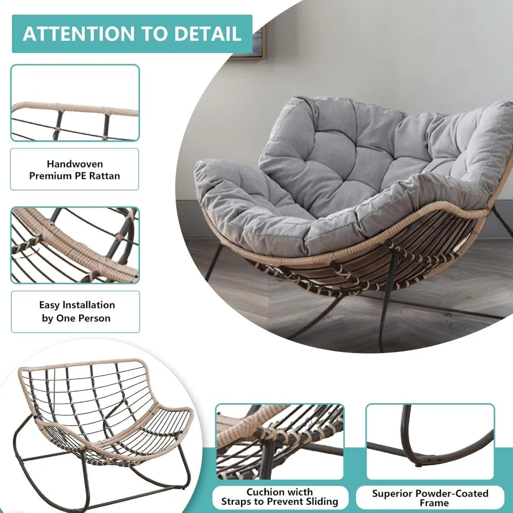 Oversized Wicker Egg Chair w/Cushion