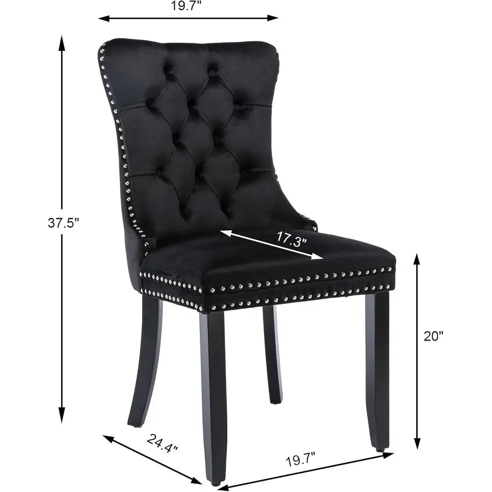 4 Upholstered Black Velvet Ring Nailhead trim
