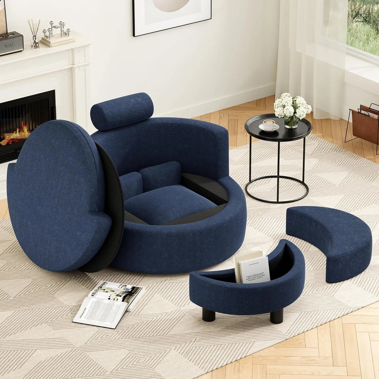 39.8” Swivel Barrel Chair w/Storage