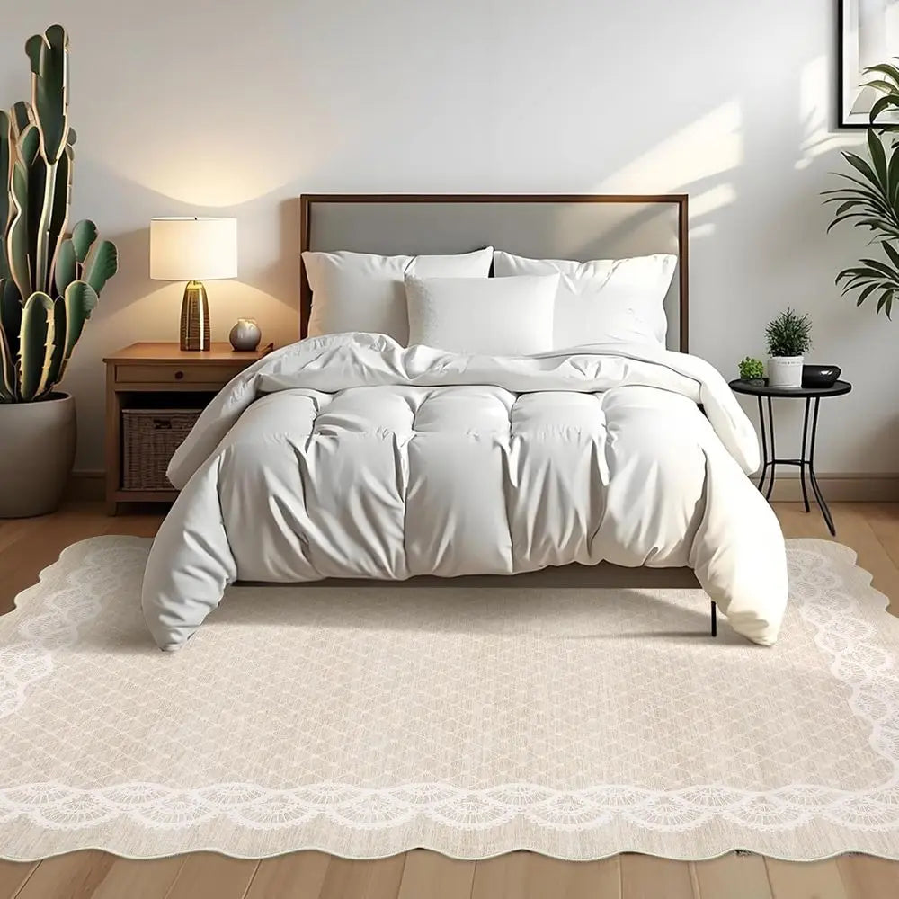 8x10 Washable Scalloped Edge Low Pile