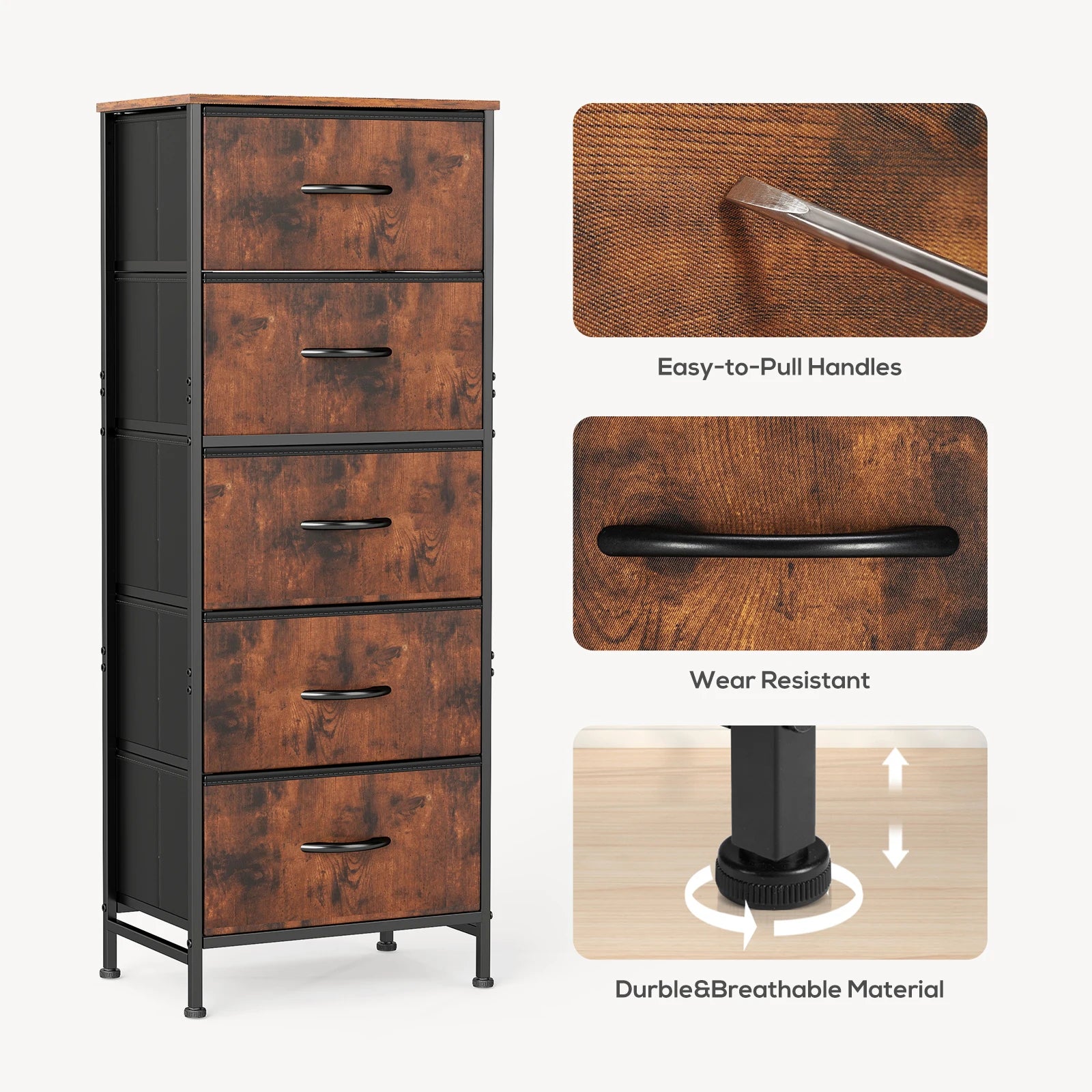 5 Fabric Drawer Storage Cabinet