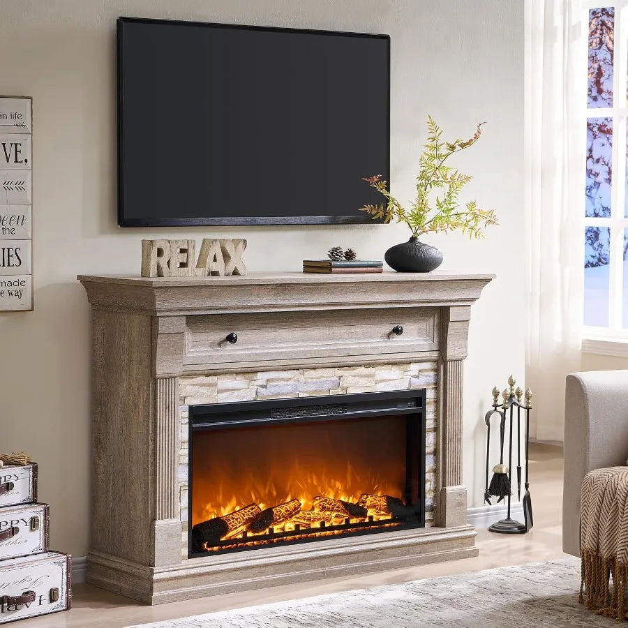 52" Electric Fireplace TV Stand Mantel