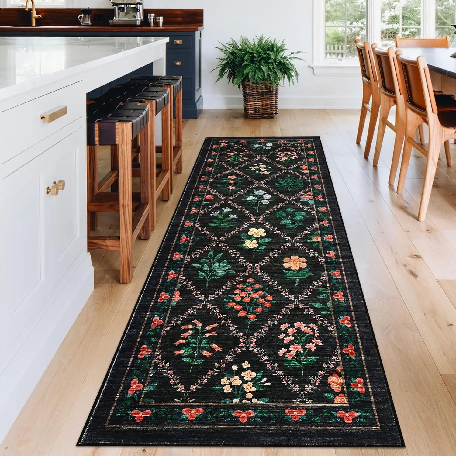 Floral Area Rug Washable