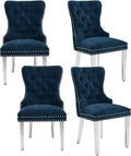4 Velvet Tufted Upholstered Stainless-Steel Legs