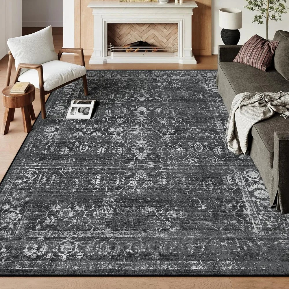 9x12 Soft Distressed Black Boho