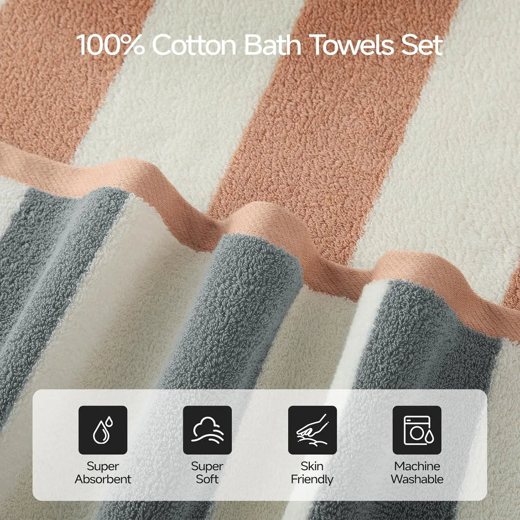 6 pc Set, Super Soft & Absorbent, Reversible Striped