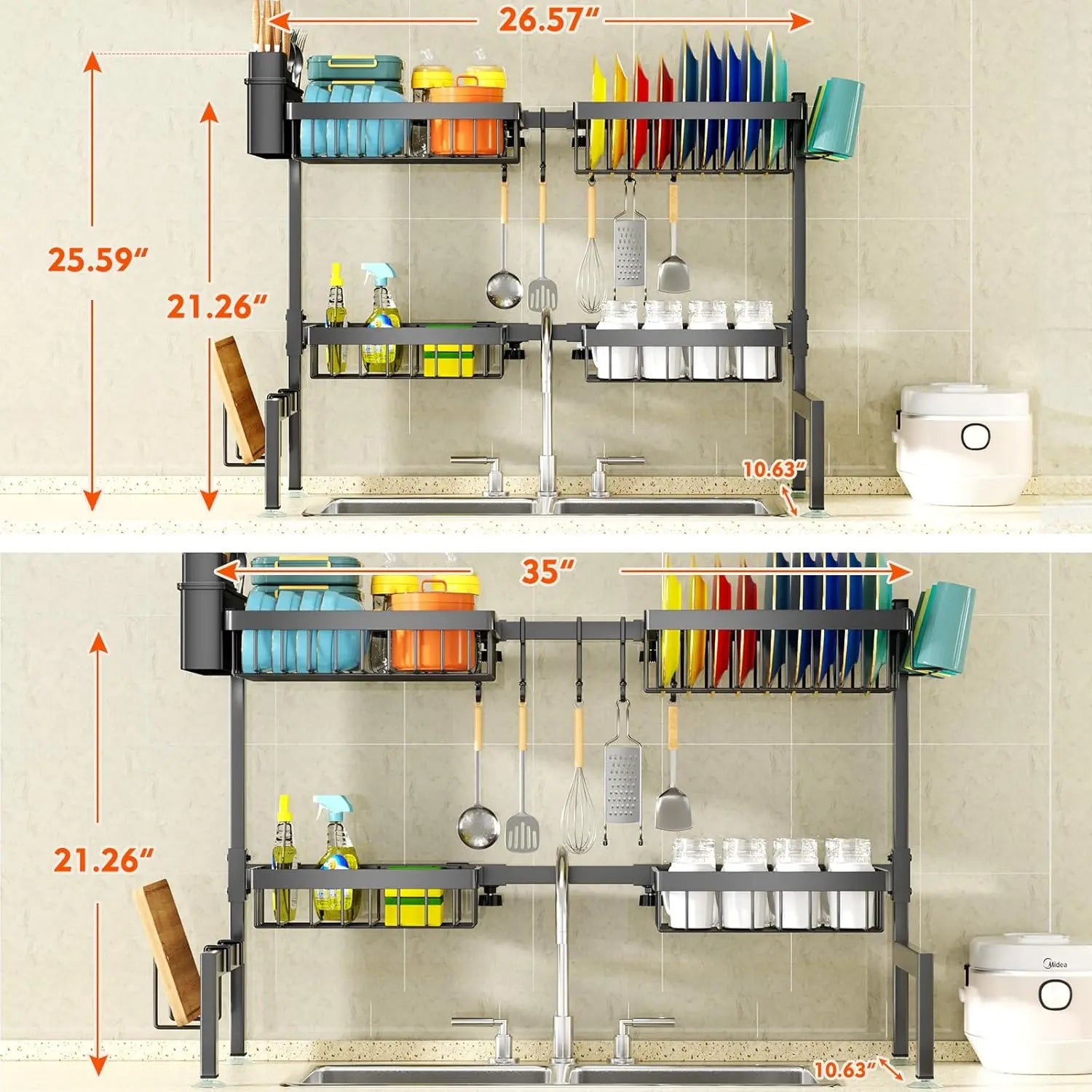 Extendable Over-Sink Dish Rack, Large