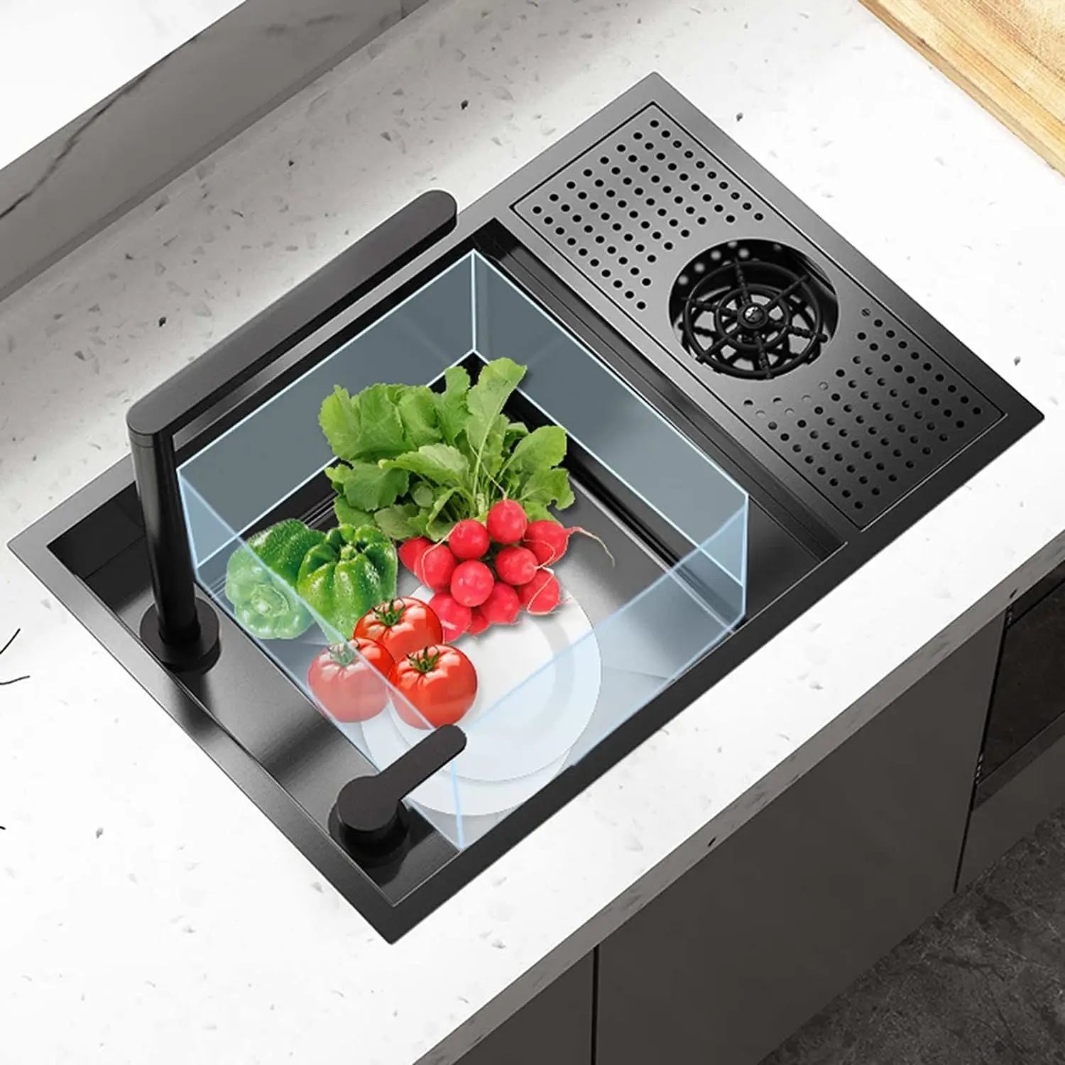 Black Mini Bar/Cafe/RV Up and Down Faucet