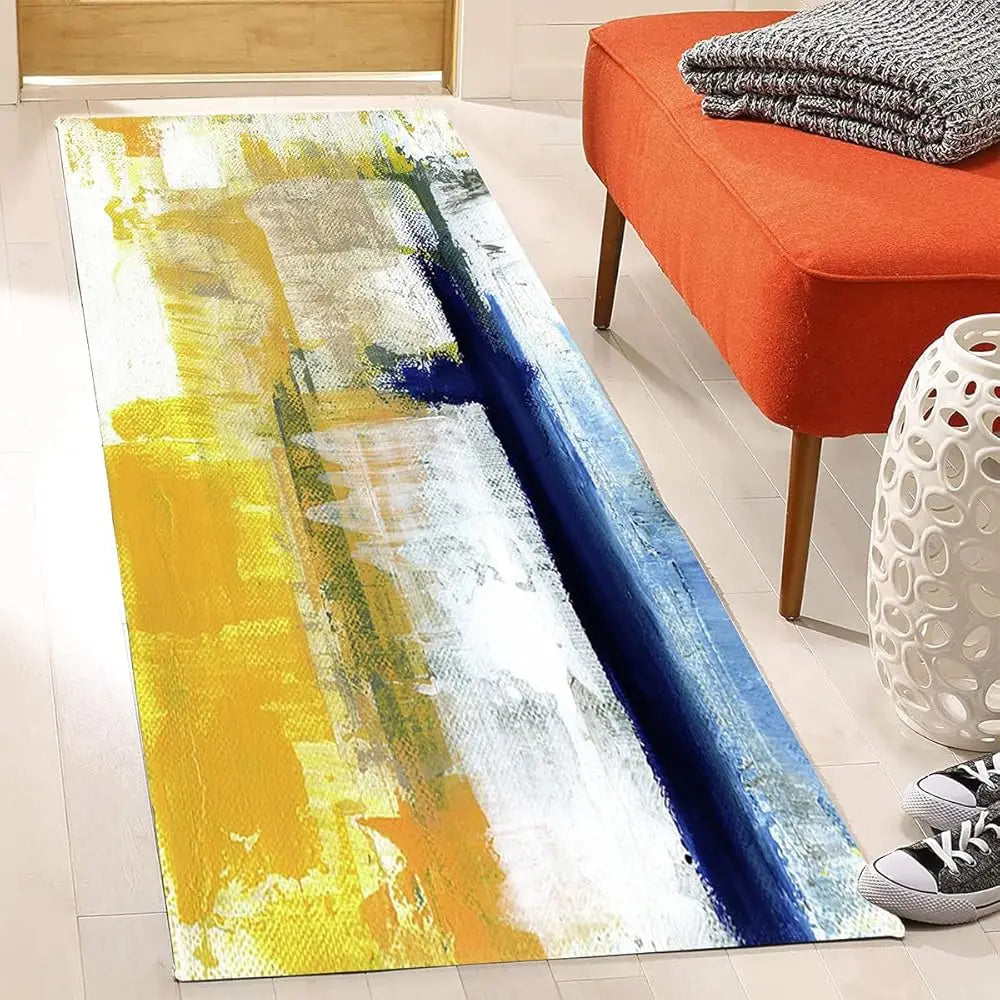 5x7 Contemporary Abstract Blue/Yellow
