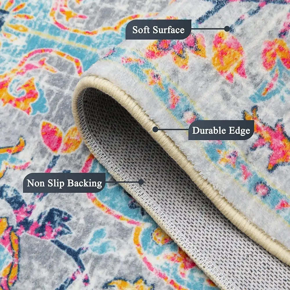 Boho Area Rug 5X7 Washable