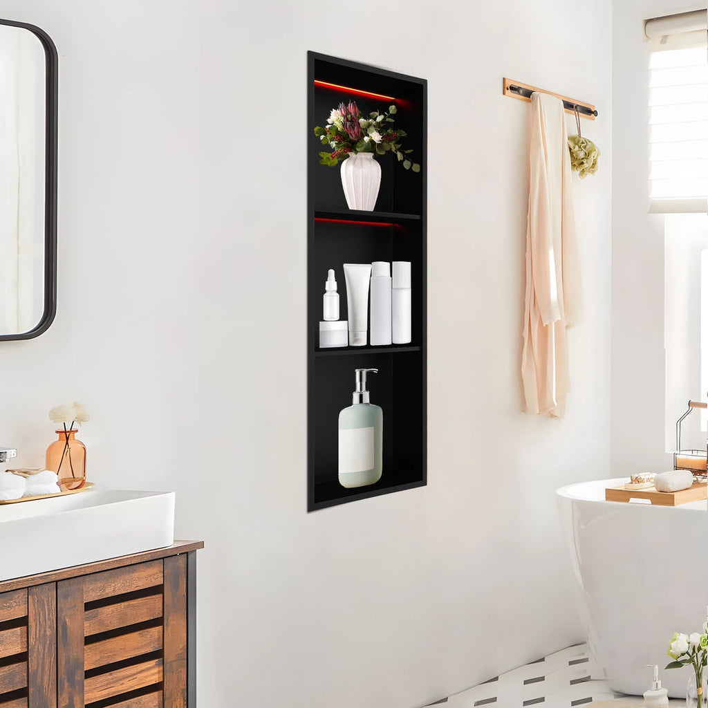 Stainless Steel Recessed Wall Niche w/Light