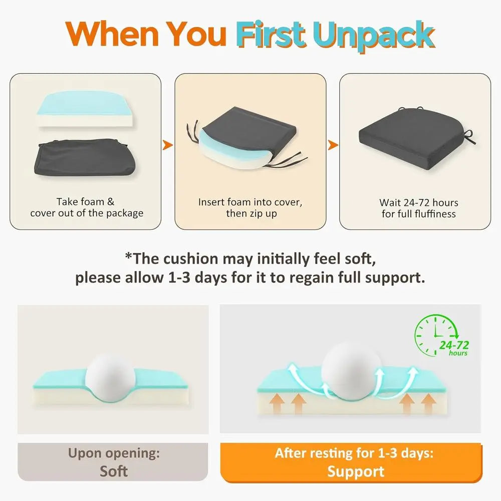 Linen Seat Cushions Memory Foam 17x16