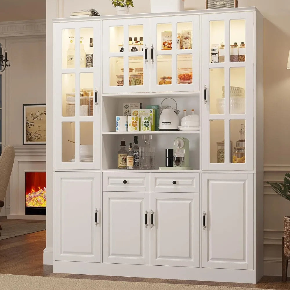 78.7 White Cabinet with Glass Doors