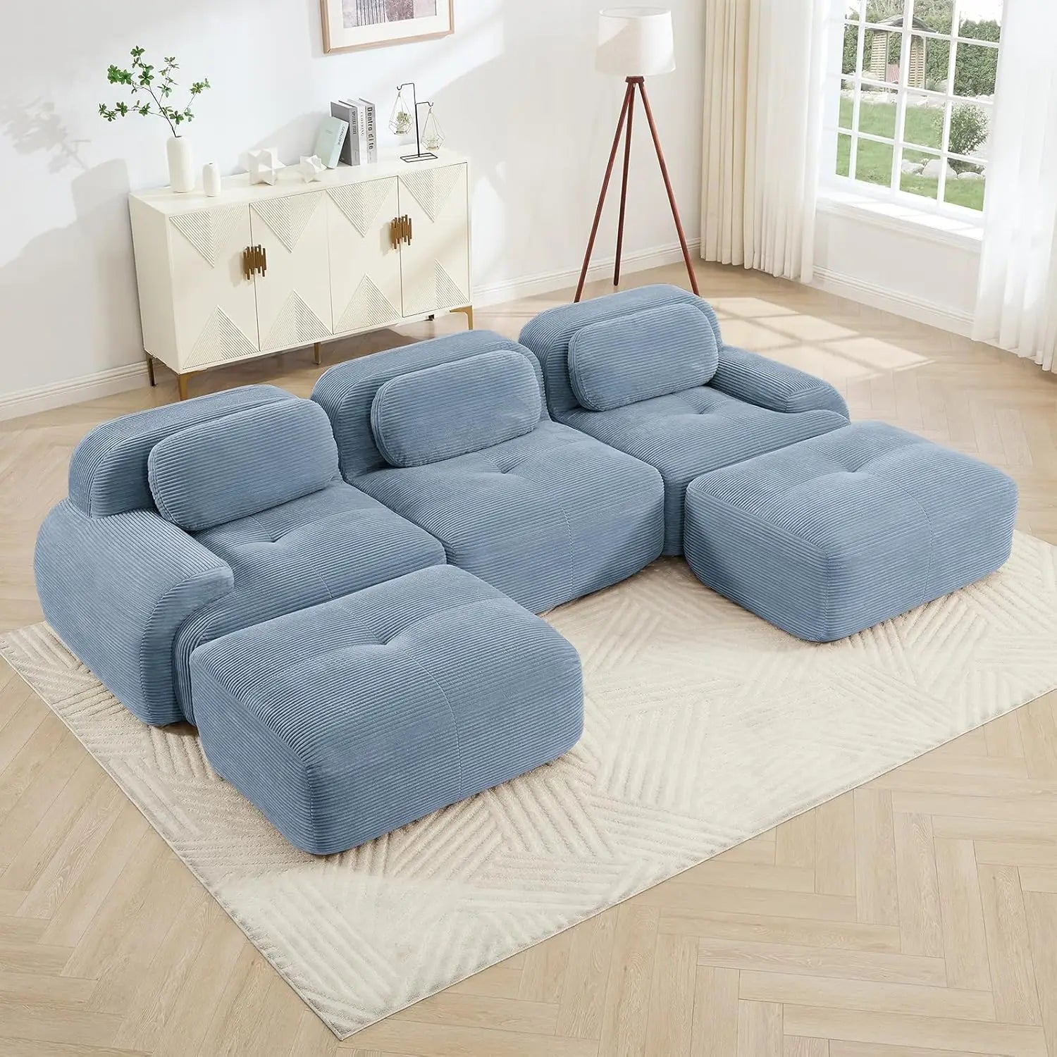 116" Modern Corduroy Cloud Sofa