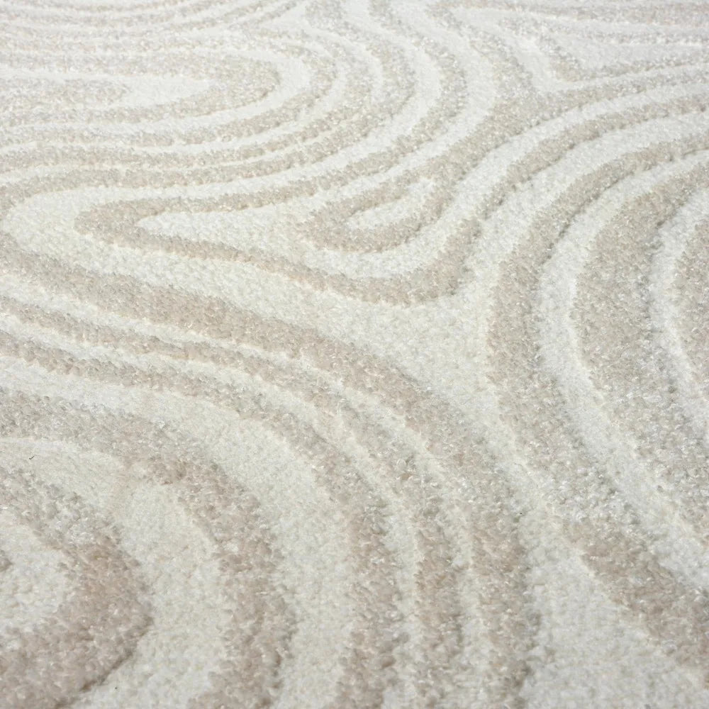 5x7 Cream Geometric Swirl