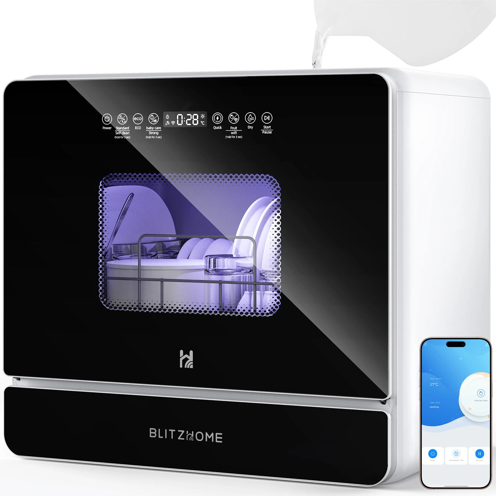 Smart Portable Countertop Dishwasher Wi/APP Control