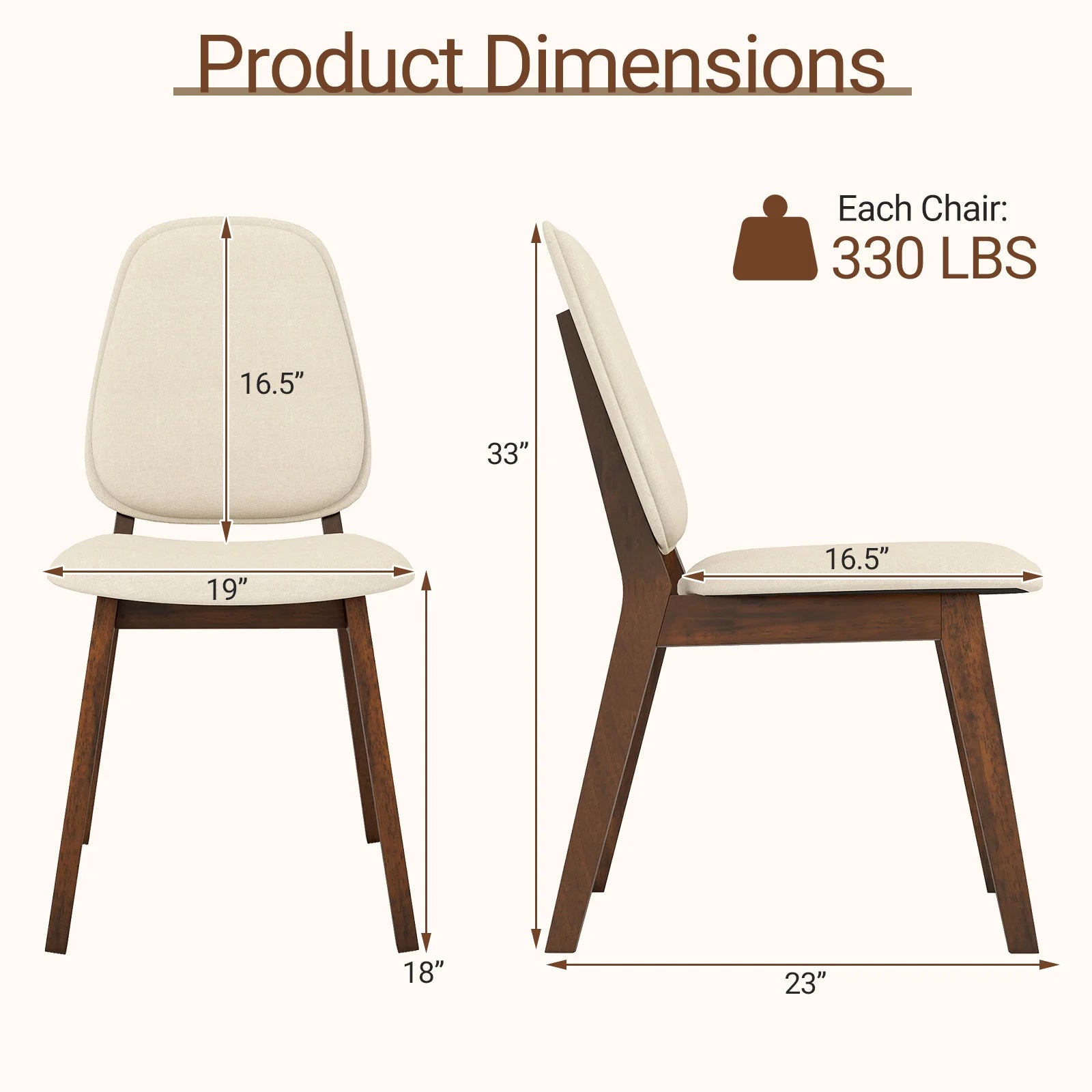2 Modern Upholstered Backrest Seat