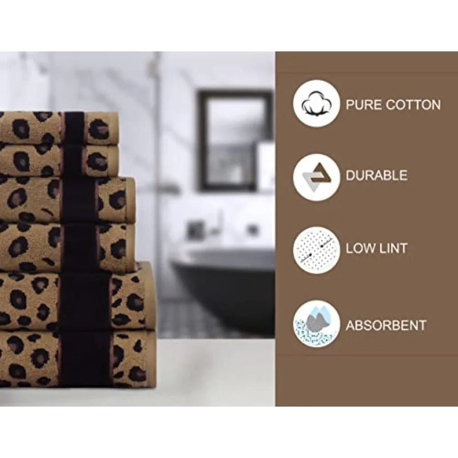 Leopard Cheetah Jacquard 2 Ea Bath/Hand/Washcloth