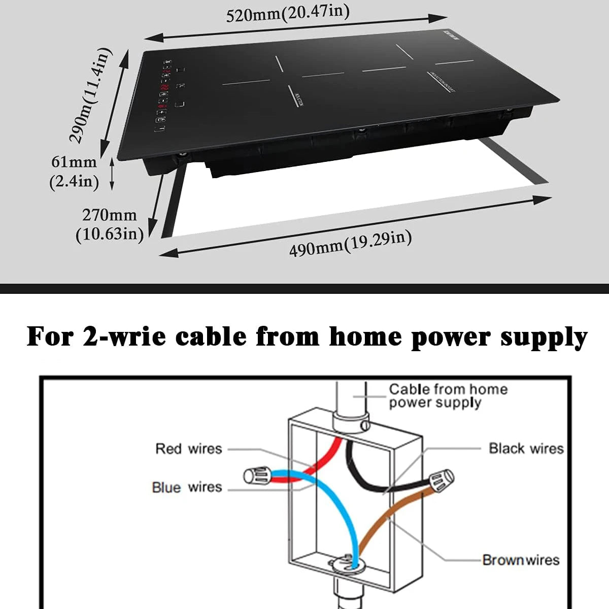 Induction Hob 29CM 2 Burner Drop-In Electric Cooktop