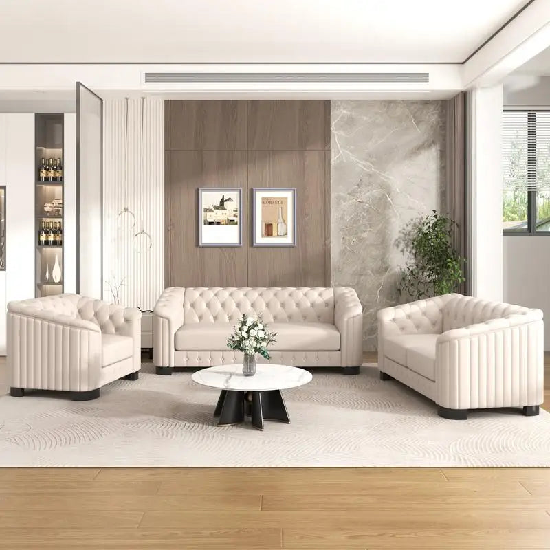 Modern 3-Piece Sofa Set Velvet