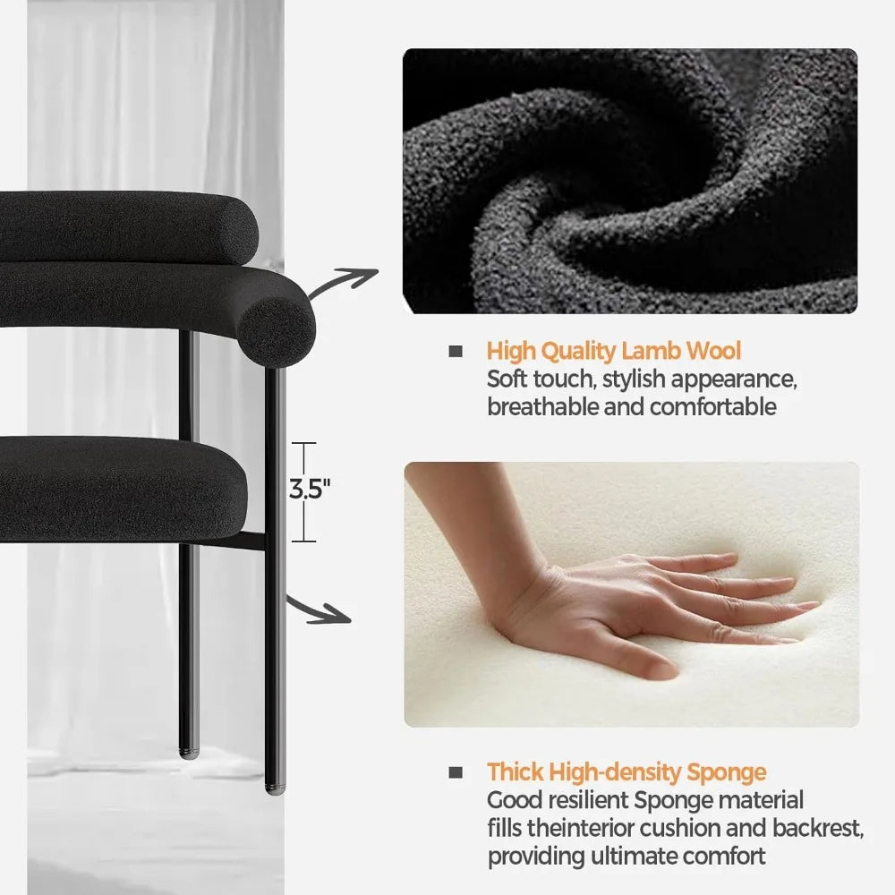 4 Modern Black Boucle Barrel Metal