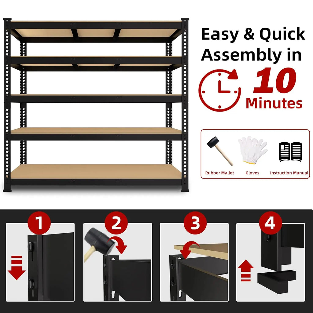48" W Metal Garage Shelving 5-Tier