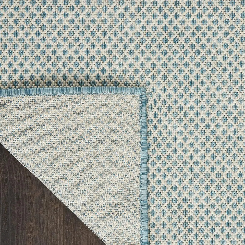 Indoor/Outdoor Ivory Aqua 7' X 10'
