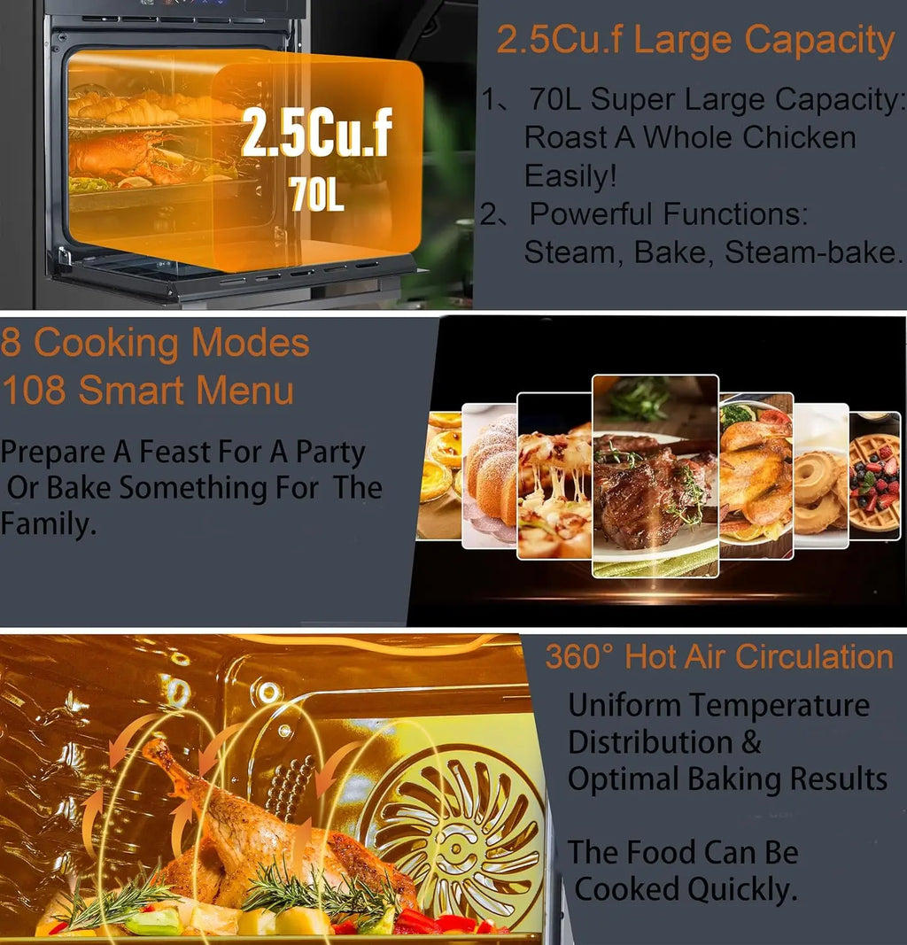 24" Built-in Electric Ovens with 70L Capacity 3000W