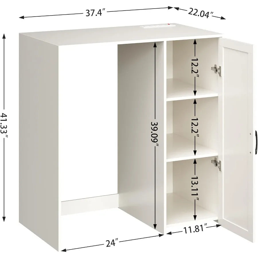 24" Mini Fridge Cabinet w/Storage Coffee Bar