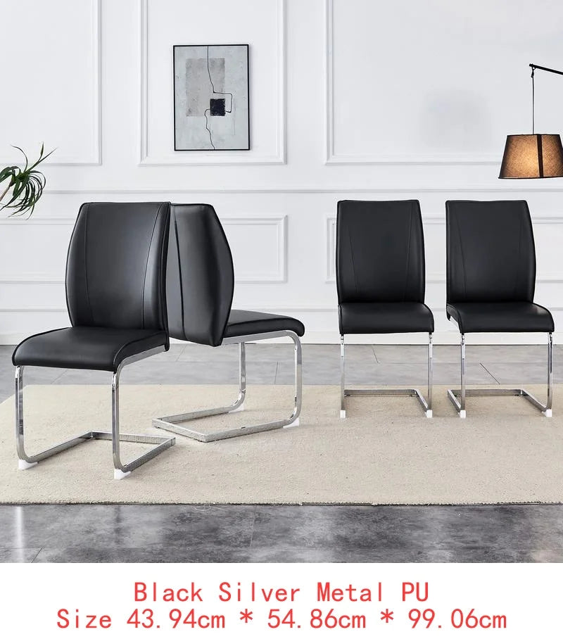 6 Black PU Leather Gold Metal Legs