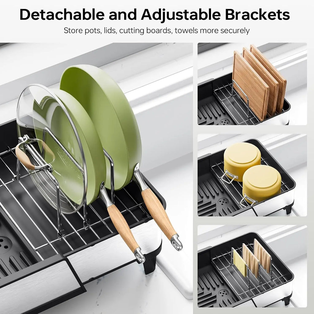 Large Dish Rack Triple Expandable Stainless