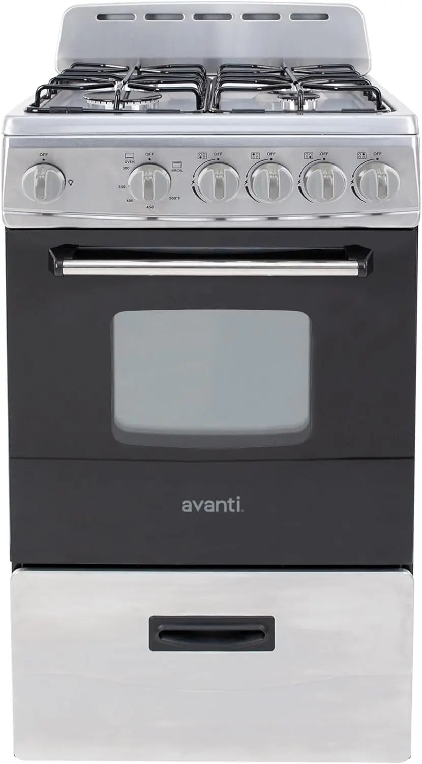 Compact 20-Inch Gas Range Oven 4 Sealed Burners
