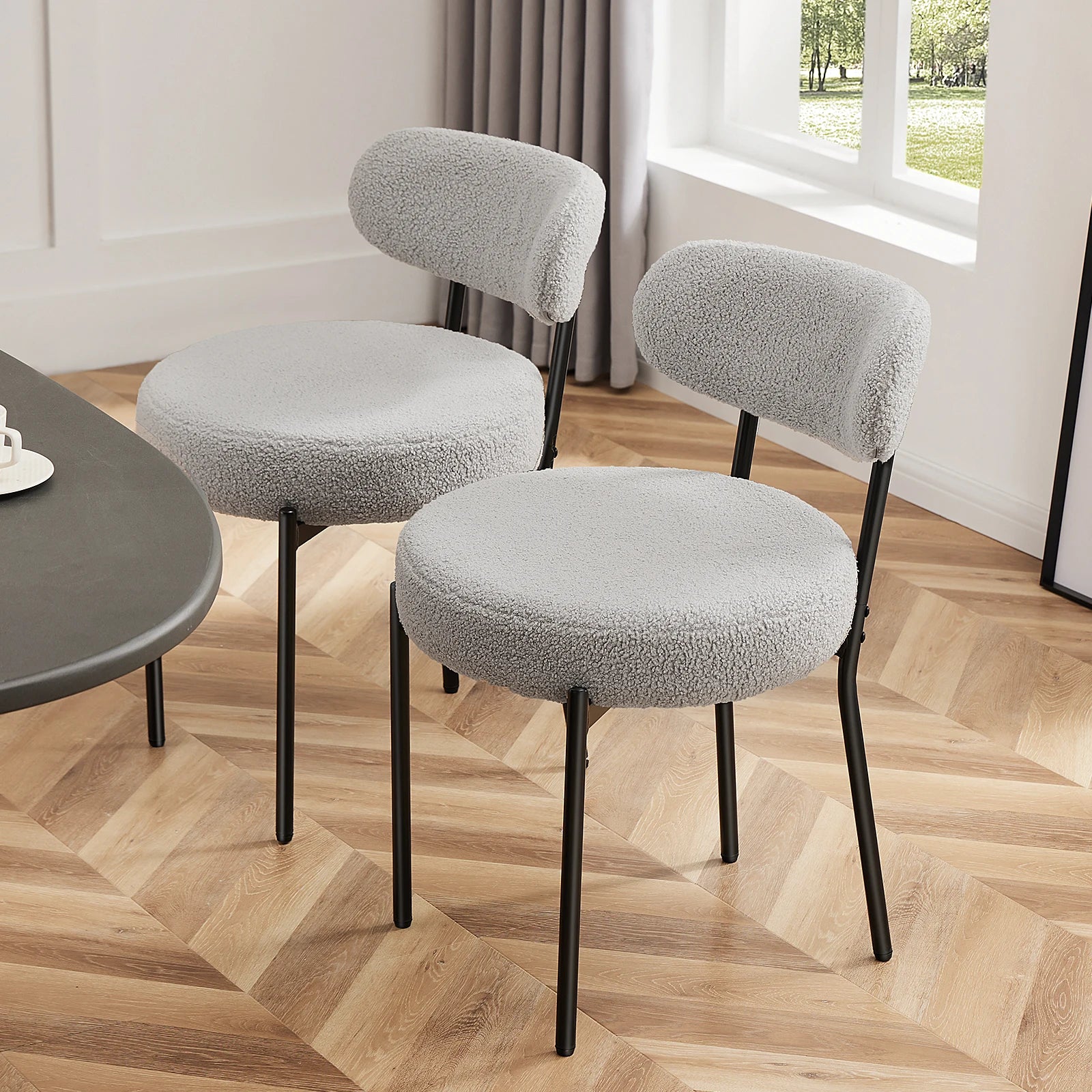 2, Mid Century Modern Round Upholstered
