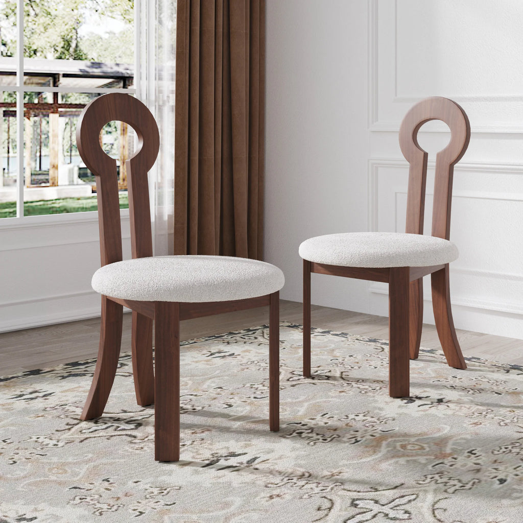 2 Wooden Modern Round Upholstered