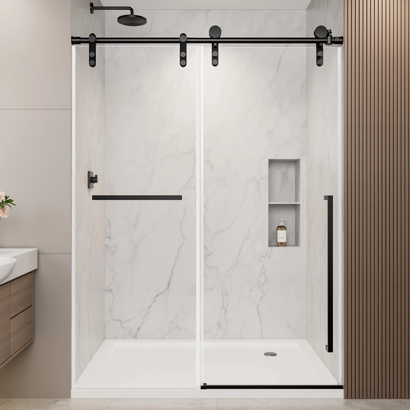 44"-48" W x 76" H Frameless Sliding