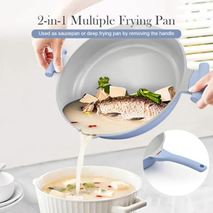 Ceramic Skillet Nonstick with Lid 14"