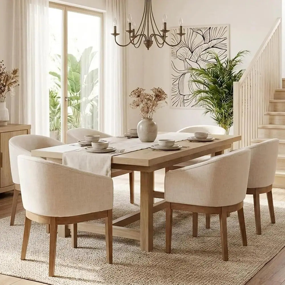 6 Upholstered Linen Barrel