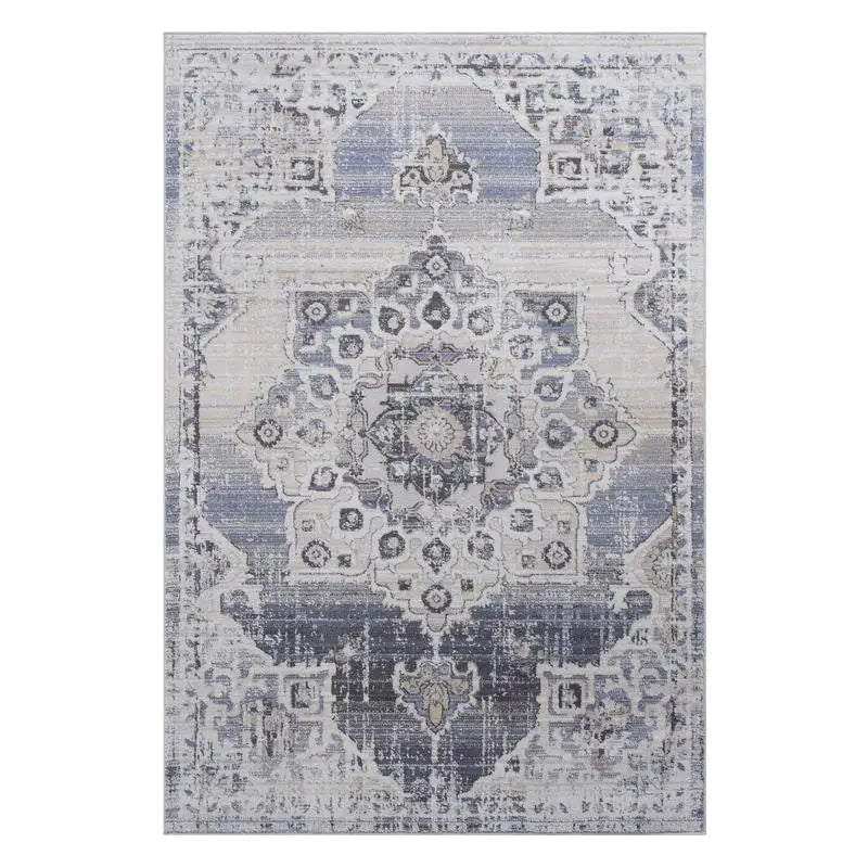 2X3 Cream Blue Medallion