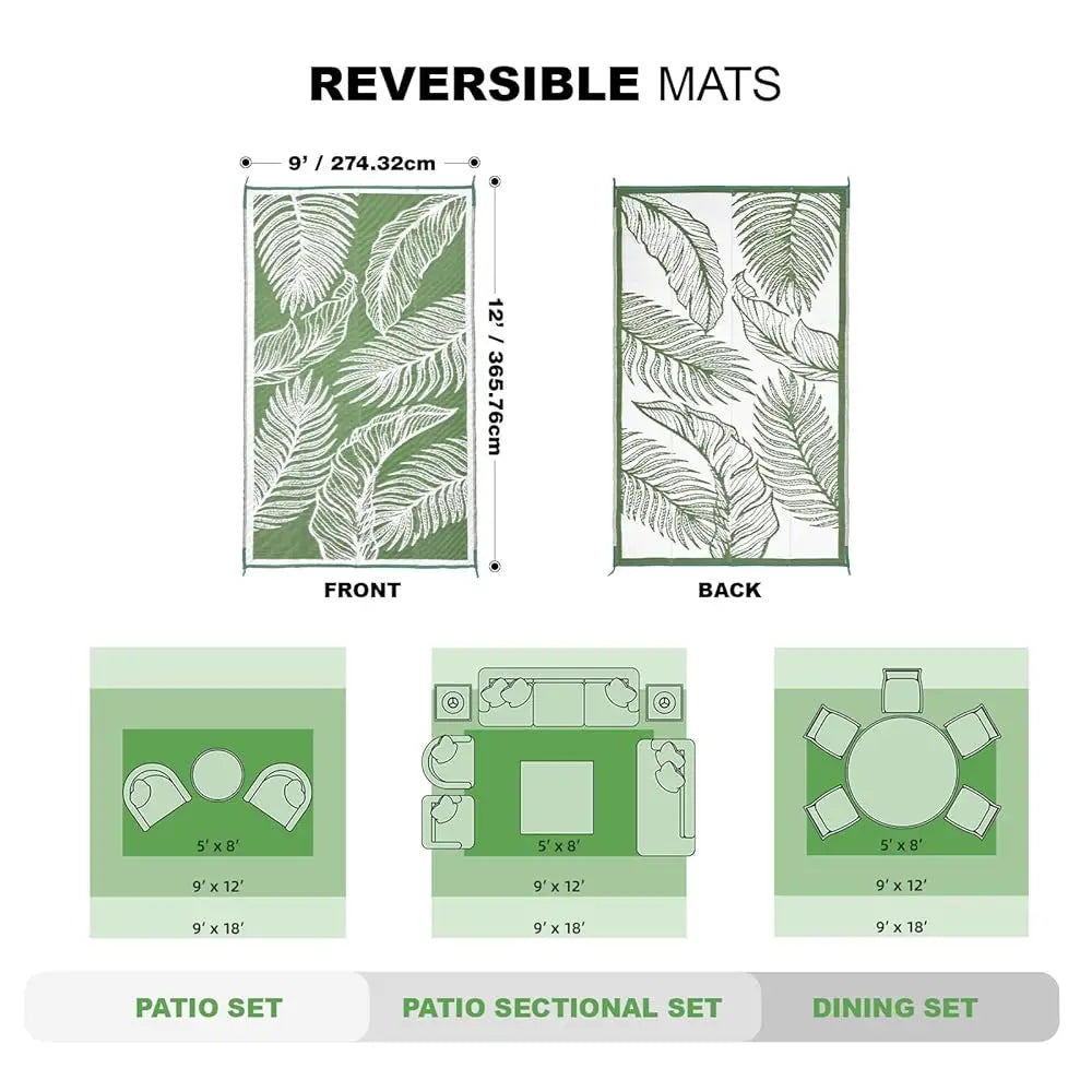 Outdoor Rug, 9X12Ft Waterproof