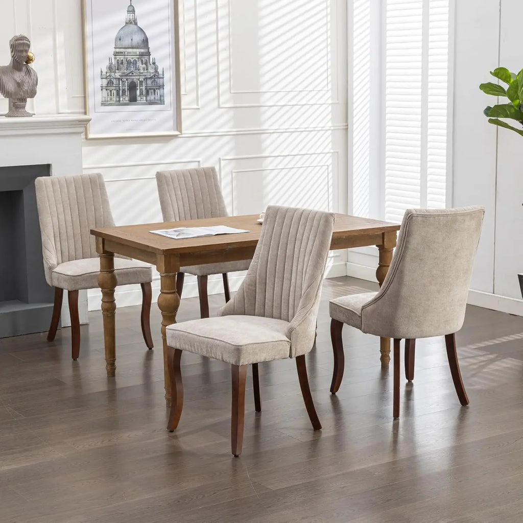 6 Beige Velvet Upholstered MCM