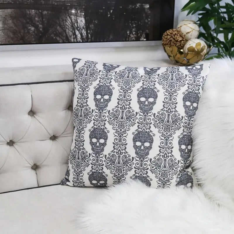 Gothic Damask Skull Pillow