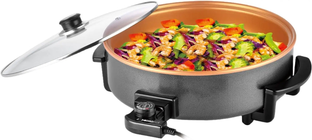 14' Large Electric Skillet with lid, Ceramic