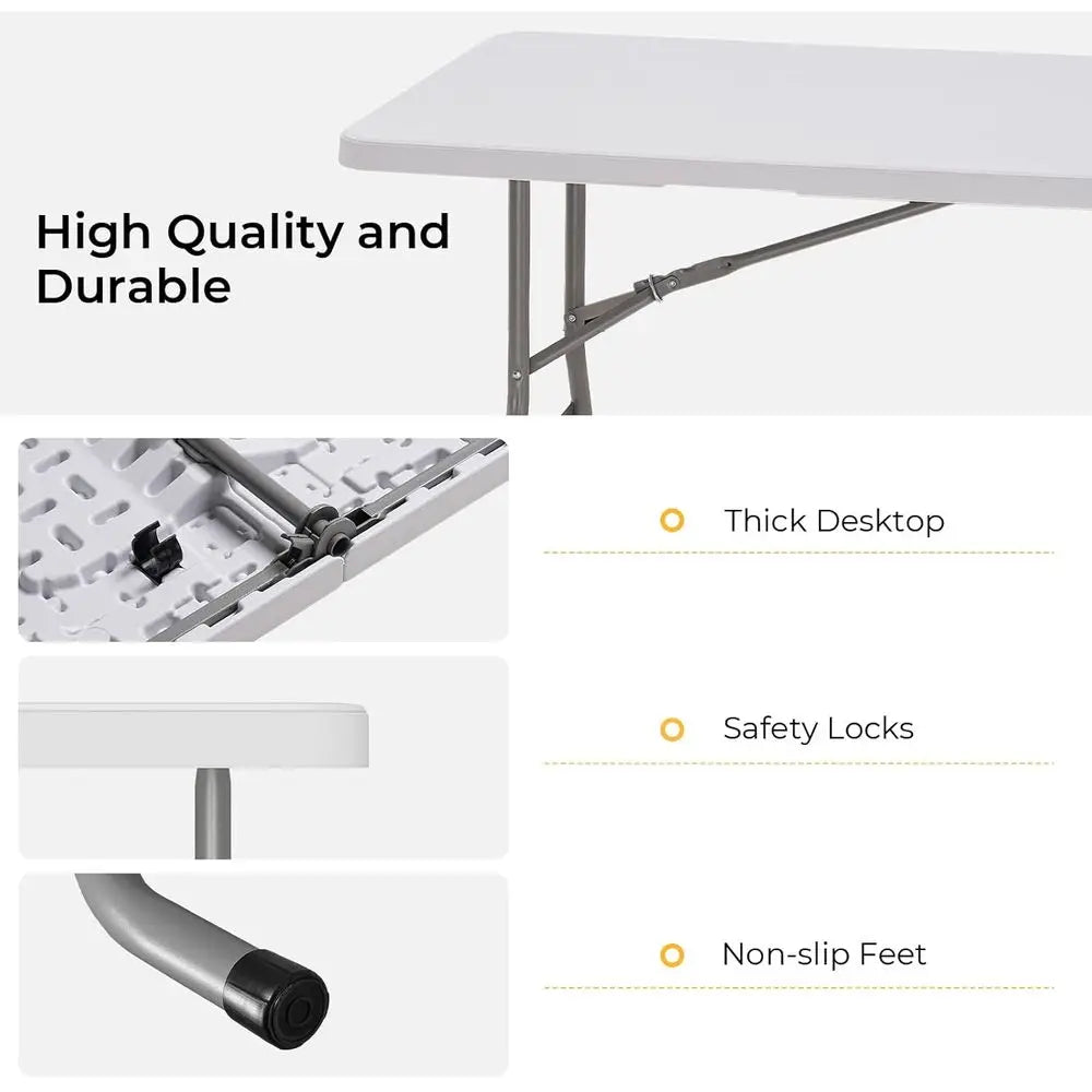 Portable 6ft Folding w/Black Cloth HDPE Top