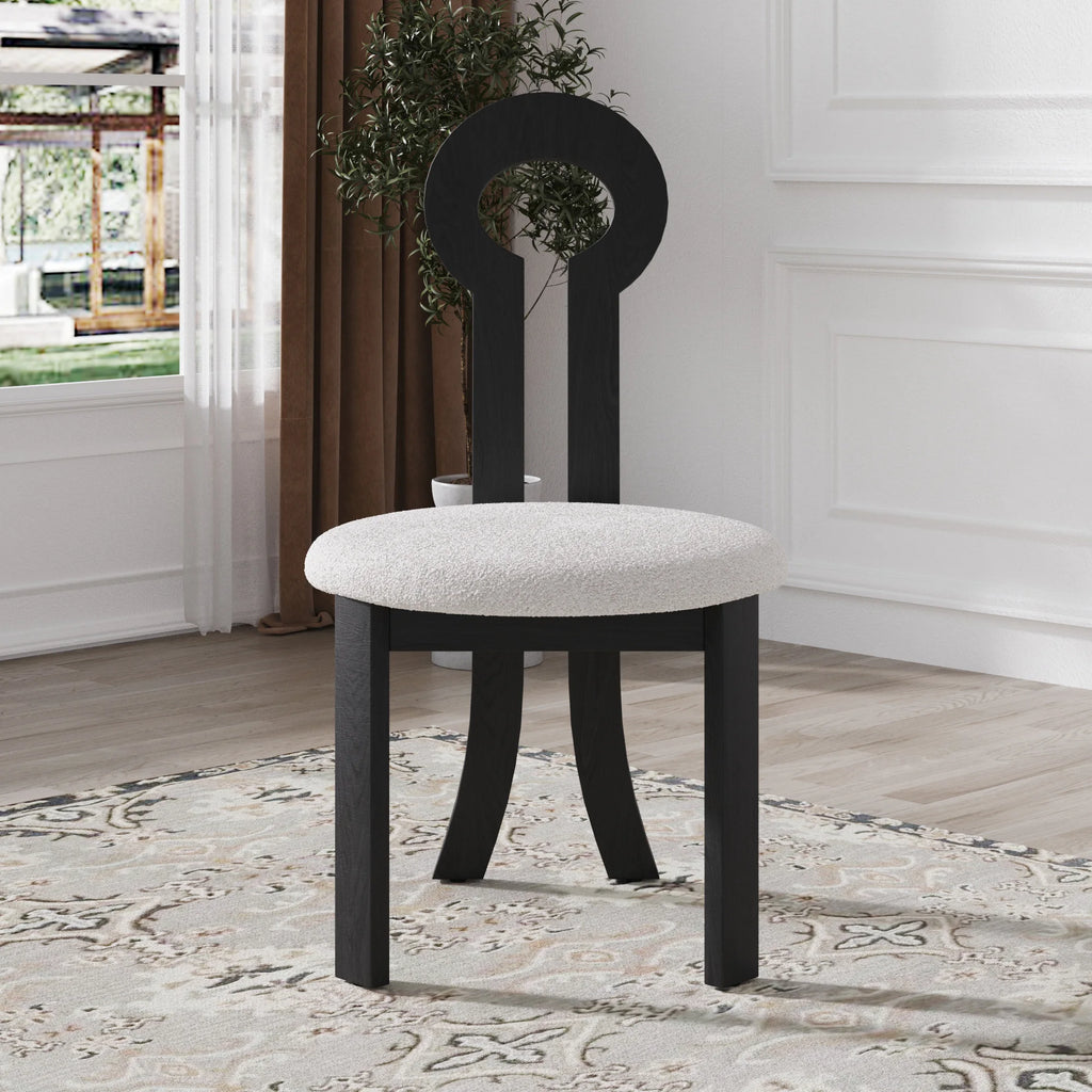 2 Wooden Modern Round Upholstered