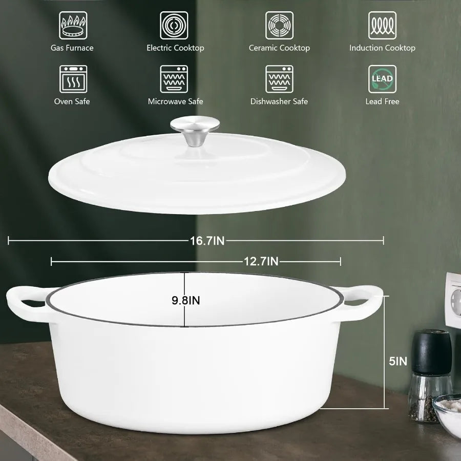 7 Quart w/Lid Heavy Duty Enameled Cast Iron