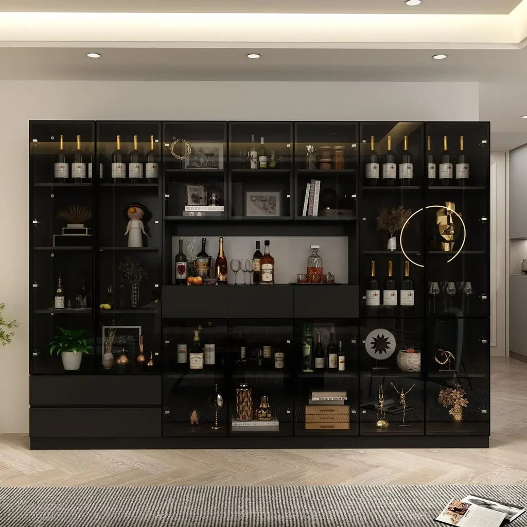 Tall Bookcase w/Glass Doors and Lights