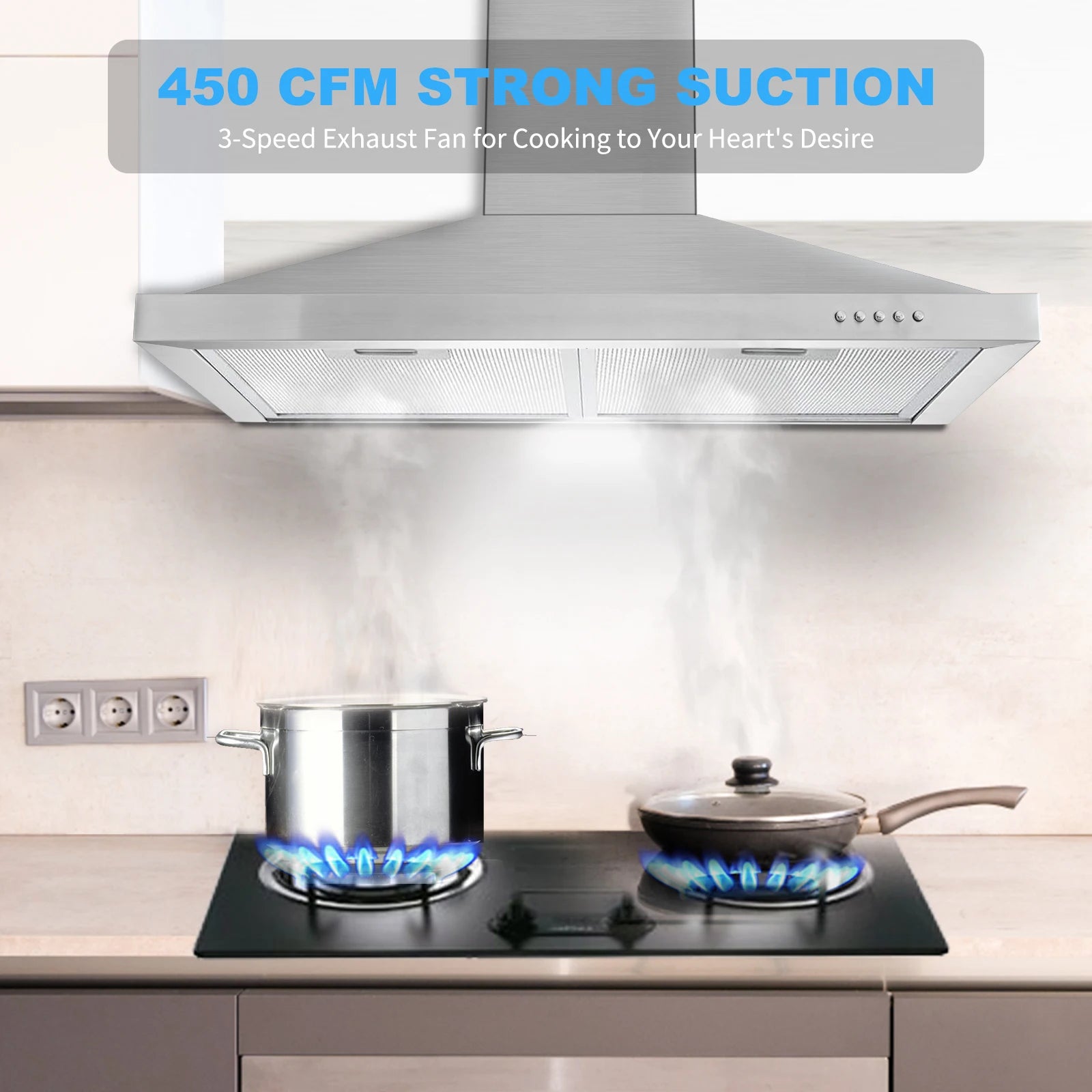 30" Stainless Range Hood 430CFM Wall Mount