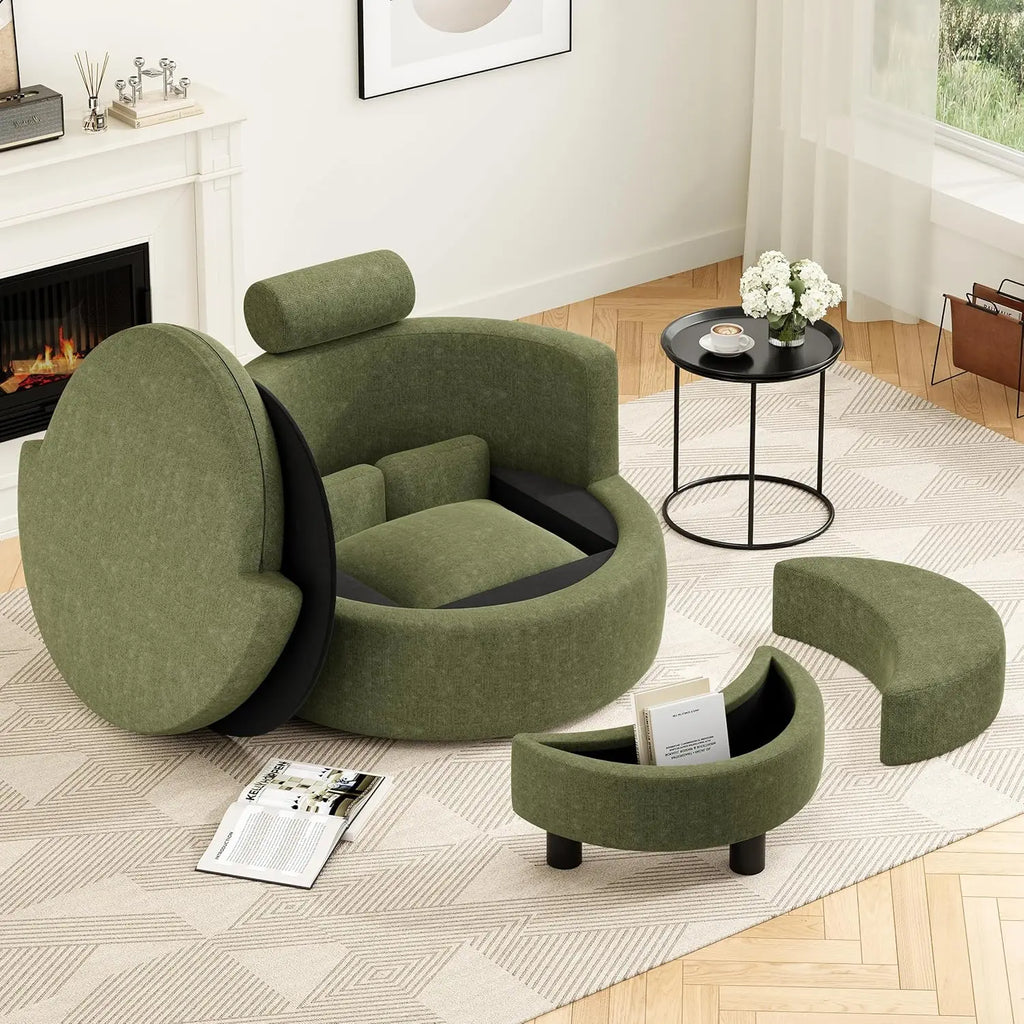 39.8” Swivel Barrel Chair w/Storage