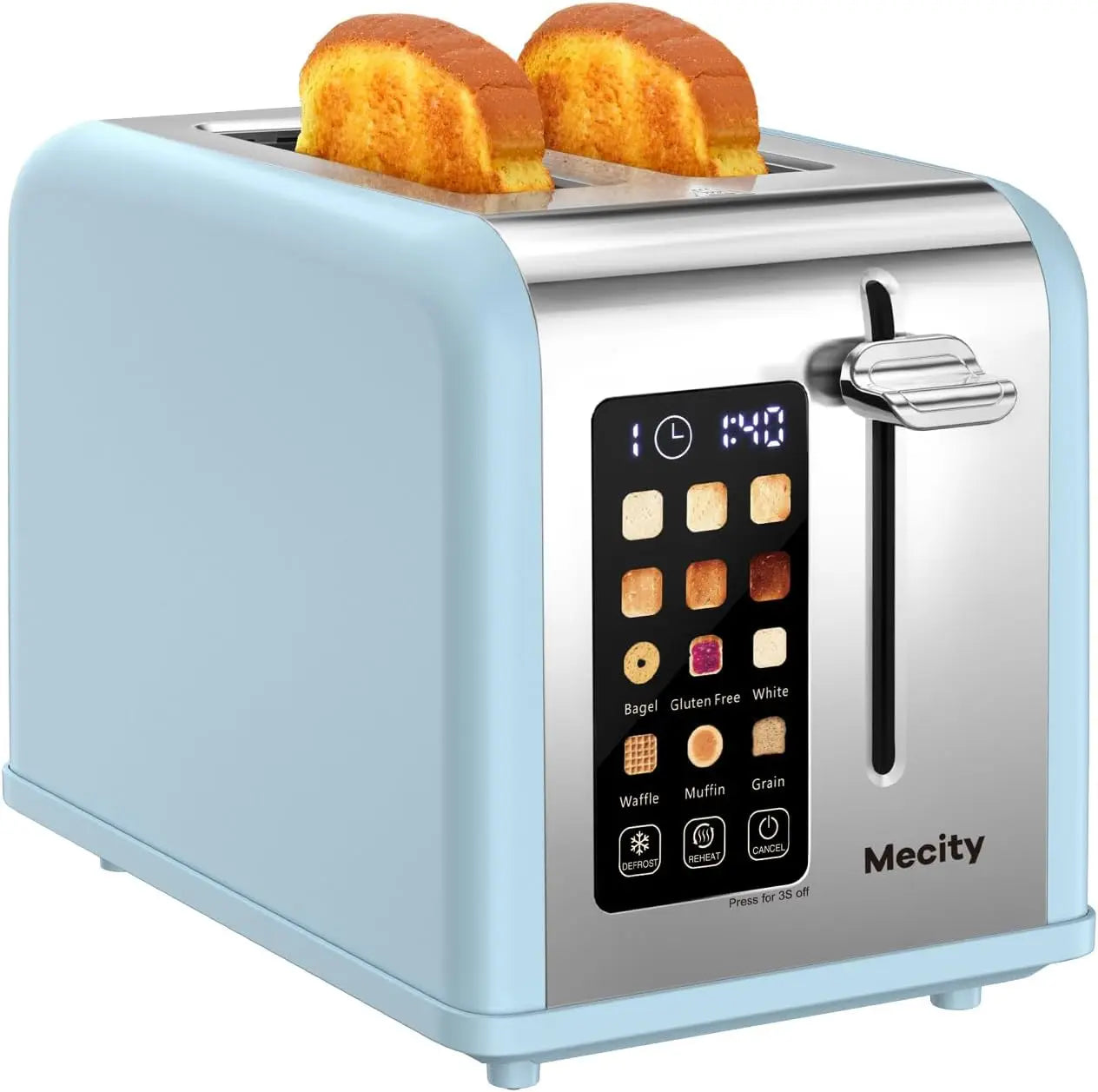 2 Slice Toaster, 1.5" Wide Slot, Stainless